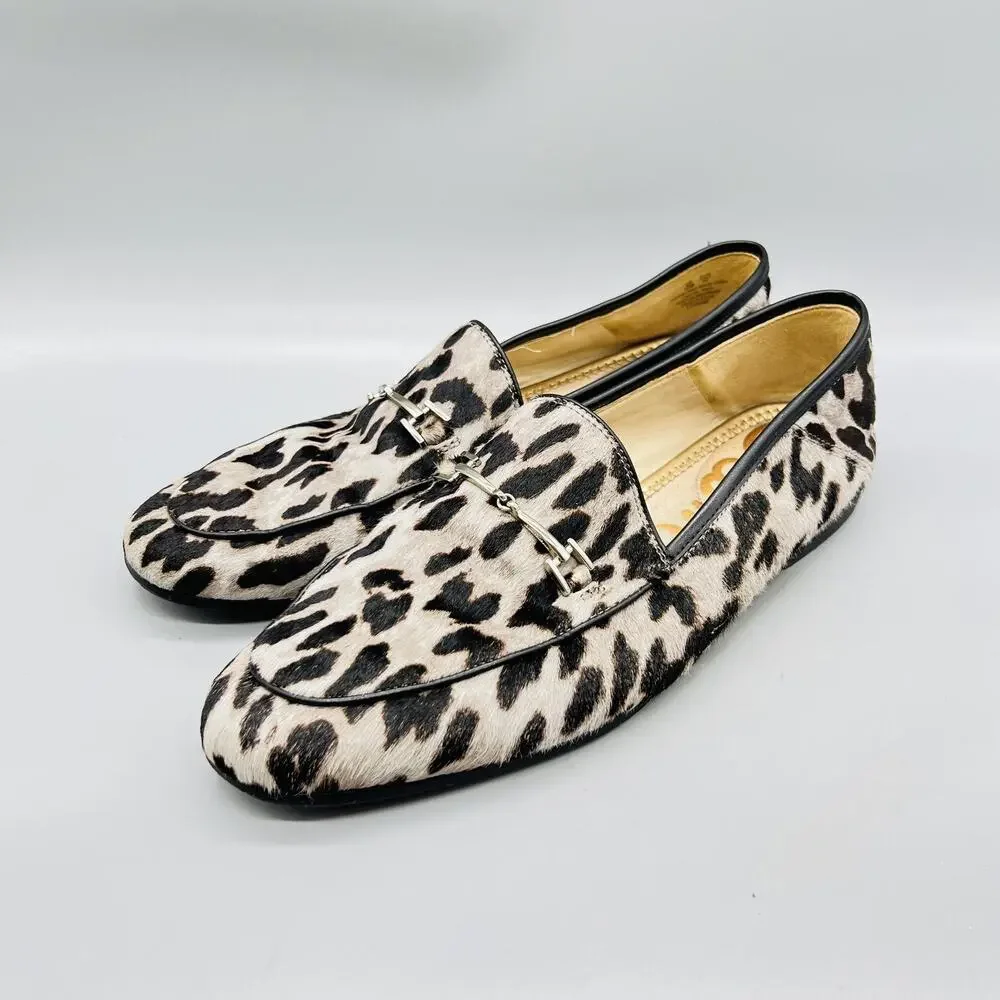 Sam Edelman Shoes Women 10 Gray Leopard Calf Hair Loraine Loafer Flats Slip On